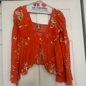 Urban Outfitters Orange Floral Blouse